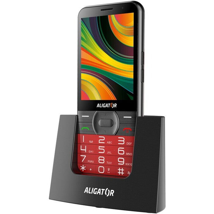 Tlačítkový telefon pro seniory Aligator A900, červená
