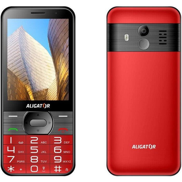 Tlačítkový telefon pro seniory Aligator A900, červená