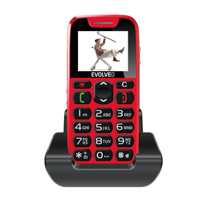 Tlačítkový telefon pro seniory Evolveo EasyPhone, červená
