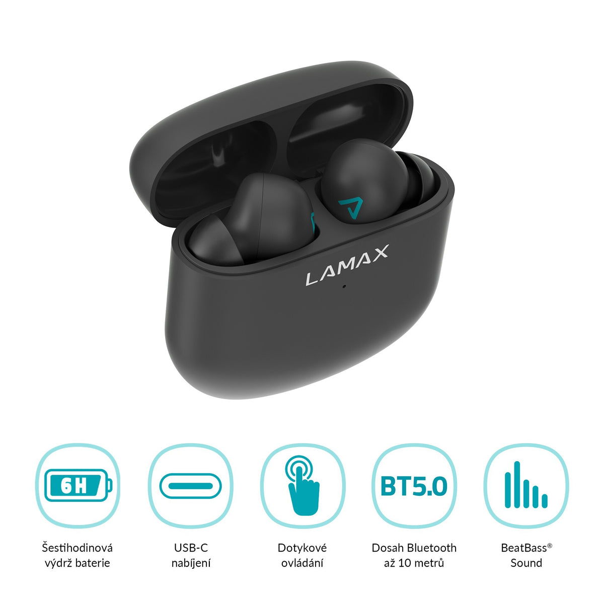 True Wireless sluchátka Lamax Trims1, černá
