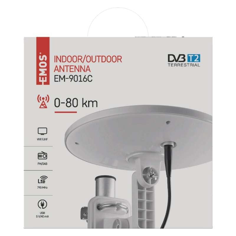 TV anténa Emos EM-9016C, aktivní, venkovní, 0-80km