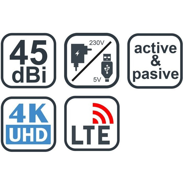 TV anténa Evolveo XANY 2A LTE, 45dBi, aktivní, pokojová
