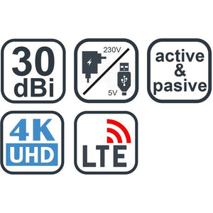 TV anténa Evolveo Xany 3 LTE, 30dBi, aktivní, pokojová