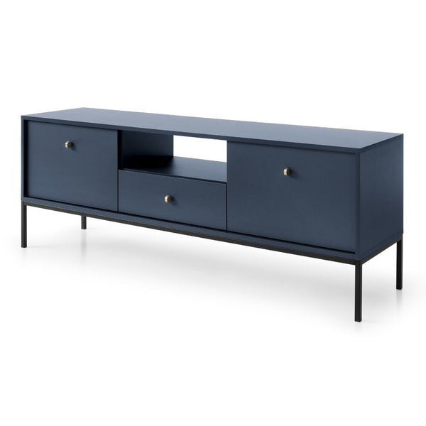 Levně TV stolek Pernilla (2x dveře, zásuvka, modrá)
