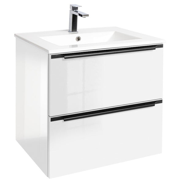 Levně Koupelnová skříňka s umyvadlem Dionne (60x60x46 cm, bílá lesk)