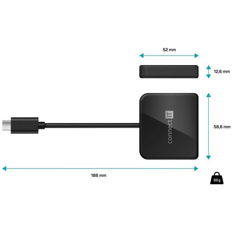 USB-C hub 3v1 Connect It CHU-7050-BK ROZBALENO