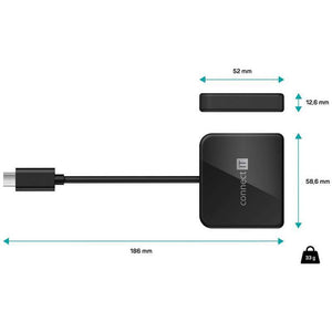 USB-C hub 3v1 Connect It CHU-7050-BK ROZBALENO
