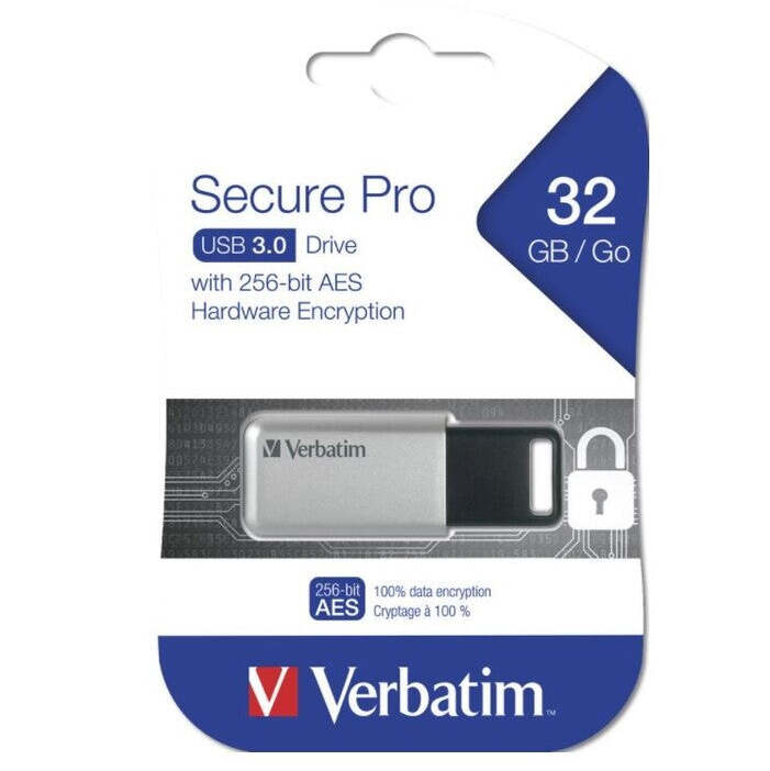 USB flash disk 32GB Verbatim Store&#39;n&#39;Go Secure Pro, 3.0 (98665) OBAL POŠKOZEN