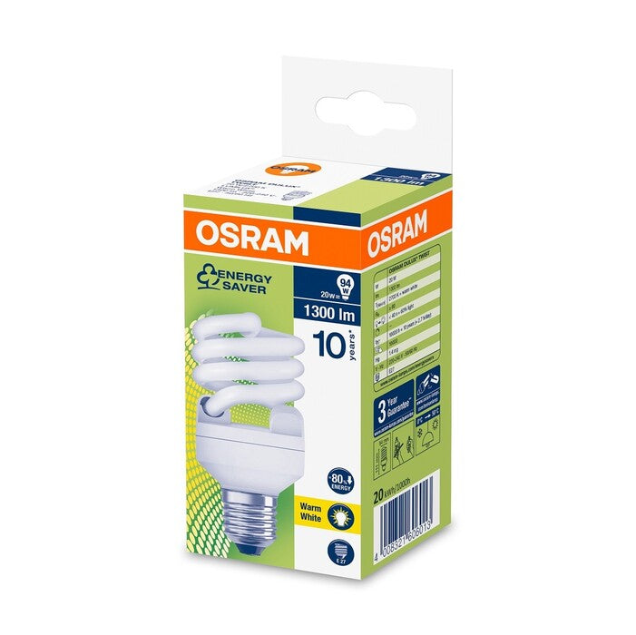 Úsporná zářivka Osram MTW, E27, 20W, teplá bílá