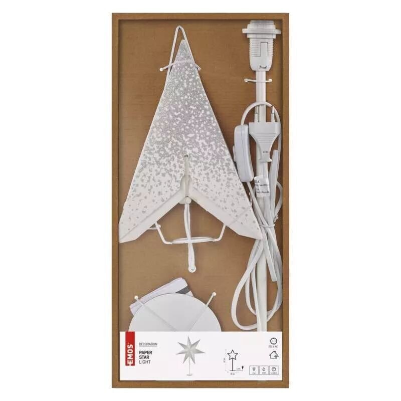 Vánoční hvězda papírová s bílým stojánkem Emos DCAZ14, 45 cm
