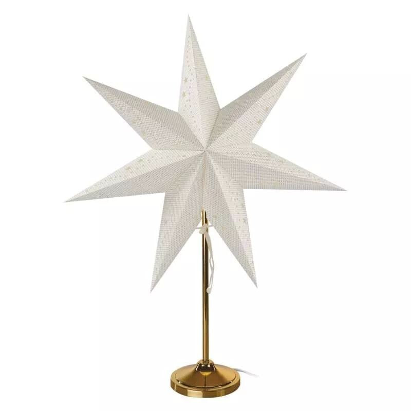 Vánoční hvězda papírová se zlatým stojánkem Emos DCAZ15, 45 cm