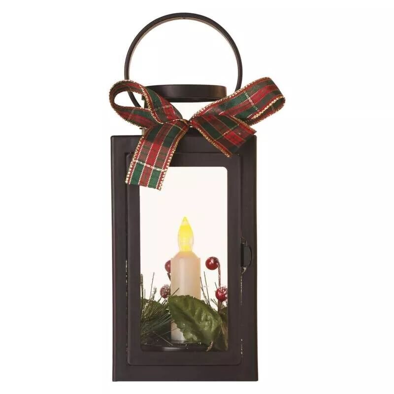 Vánoční lucerna se svíčkou Emos DCLV14, černá, 20cm