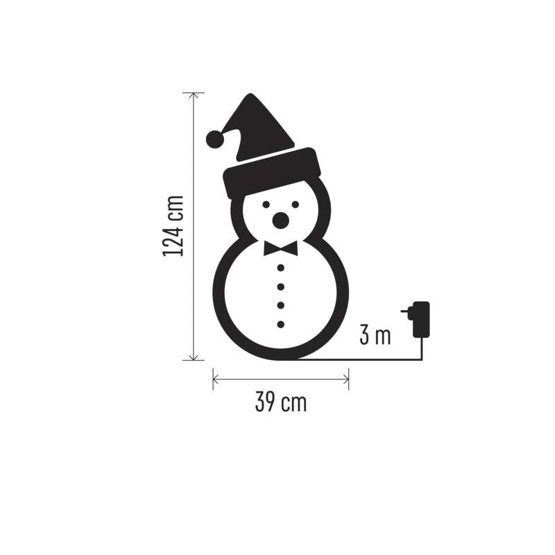 Vánoční sněhulák Emos DCFC01, studená bílá, ratan, 124cm