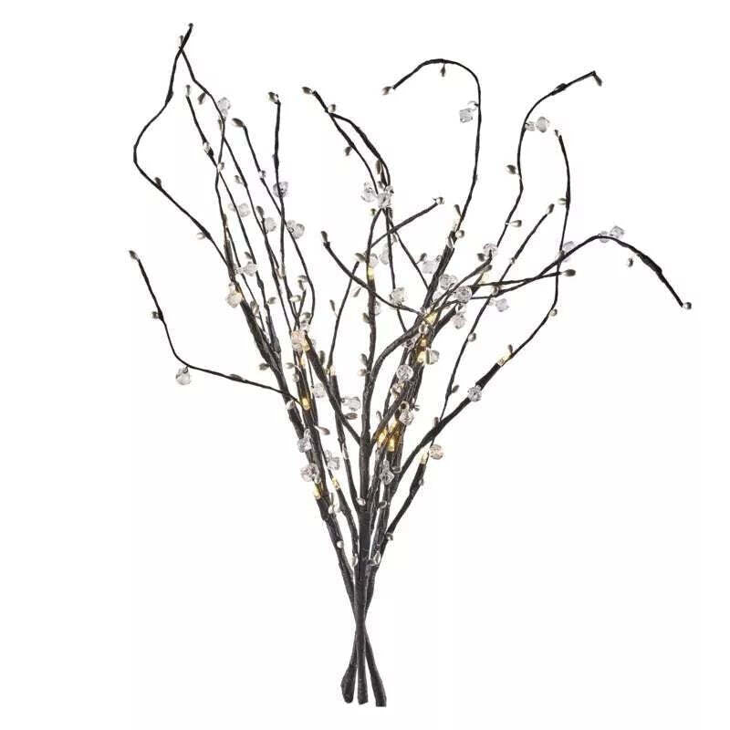 Vánoční větvička s perlami Emos DCTW08, teplá bílá, 60 cm