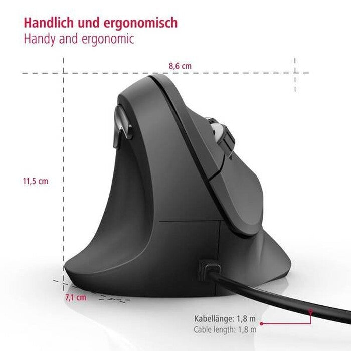 Vertikální myš Hama EMC-500L, pro leváky