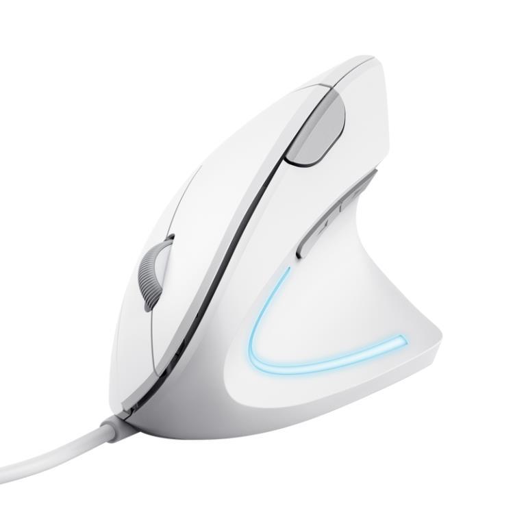 Vertikální myš TRUST, Verto ergonomická myš, USB, bílá