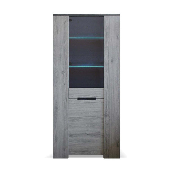 Levně Vitrína Glen (1x dveře, figaro, beton)