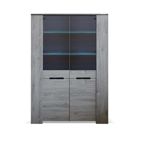 Levně Vitrína Glen (2x dveře, figaro, beton)