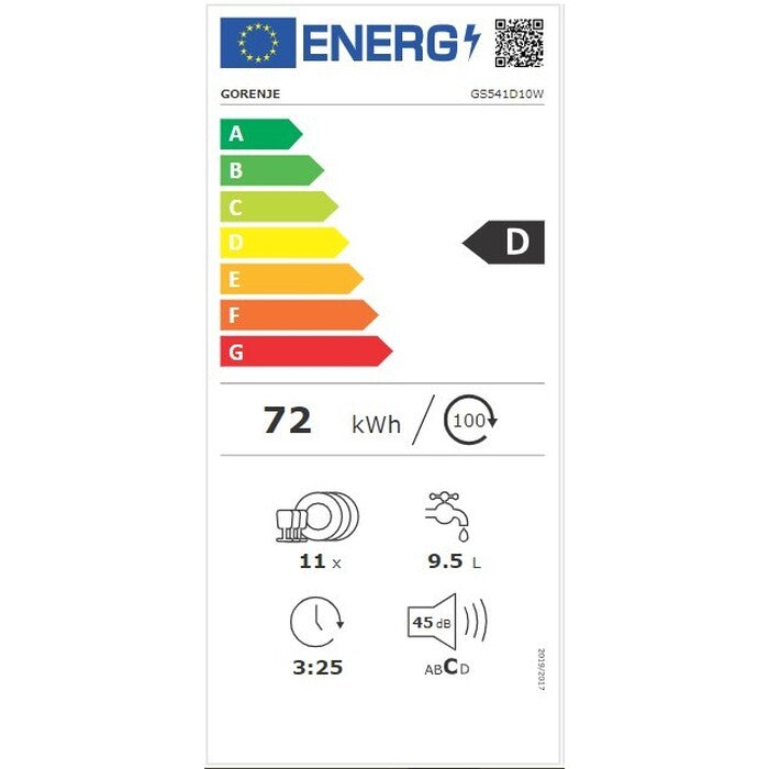 Volně stojící myčka nádobí Gorenje GS541D10W, 45cm, 11 sad