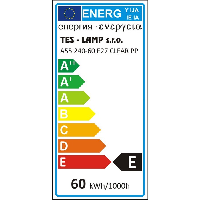 Žárovka TES-LAMP ZTES60W, E27, 60W, čirá
