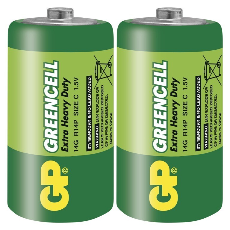 Zinkové baterie GP Greencell C (R14), 2ks