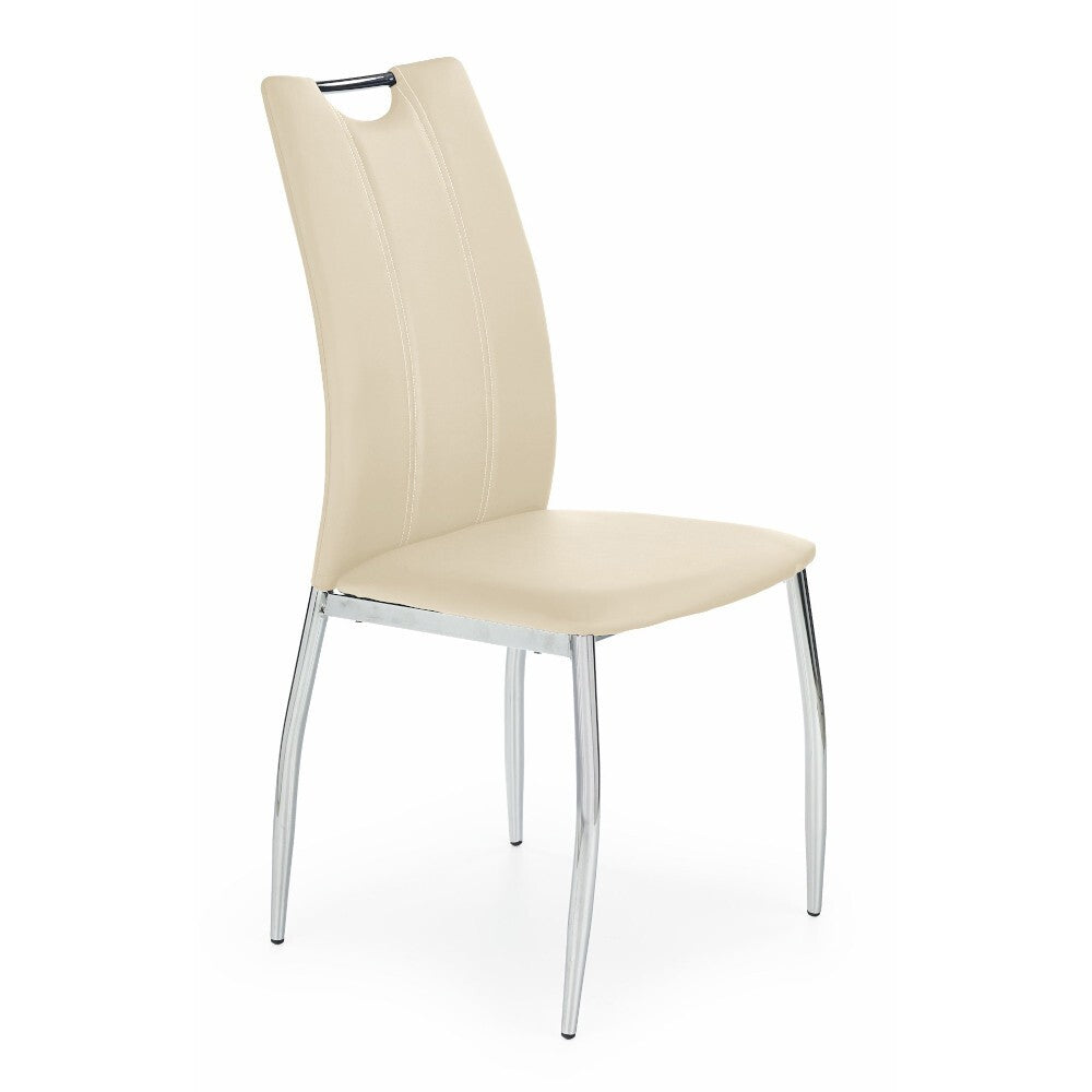 K187 - Jídelní židle (eko kůže béžová/chrom) - PŘEBALENO